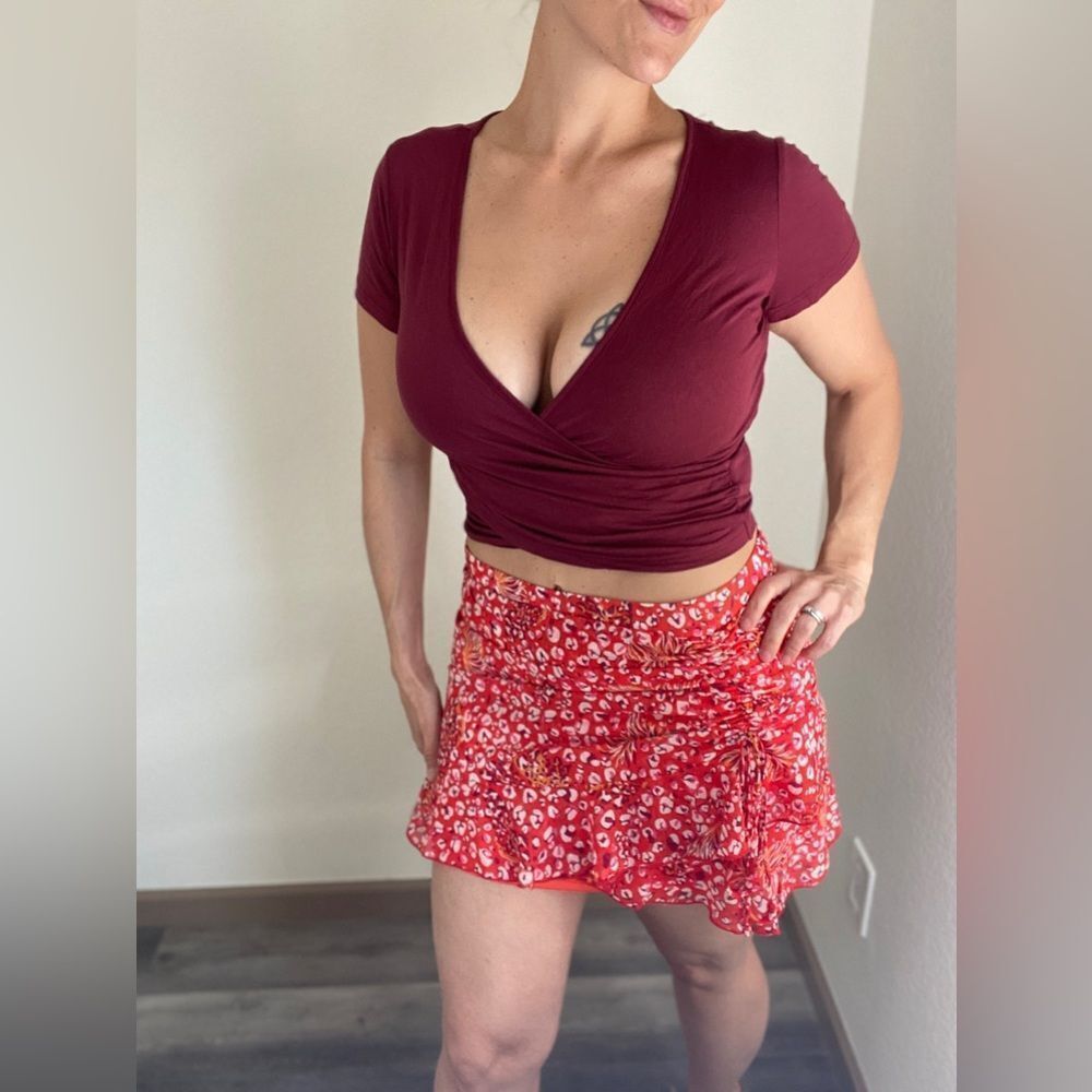 Nasty Gal Skirt Ruched Side Animal Mini NEW 10 Party